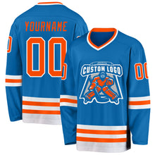 Загрузить изображение в средство просмотра галереи, Custom Blue Orange-White Hockey Jersey
