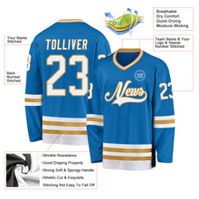 Laden Sie das Bild in den Galerie-Viewer, Custom Blue White-Old Gold Hockey Jersey