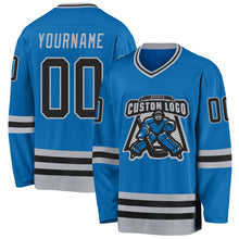 Загрузить изображение в средство просмотра галереи, Custom Blue Black-Gray Hockey Jersey