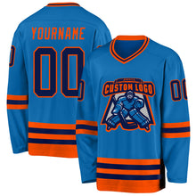 Загрузить изображение в средство просмотра галереи, Custom Blue Navy-Orange Hockey Jersey