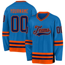 Загрузить изображение в средство просмотра галереи, Custom Blue Navy-Orange Hockey Jersey