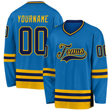 Загрузить изображение в средство просмотра галереи, Custom Blue Navy-Gold Hockey Jersey