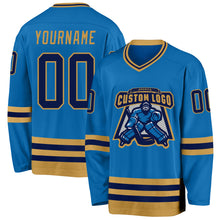 Загрузить изображение в средство просмотра галереи, Custom Blue Navy-Old Gold Hockey Jersey