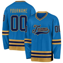 Загрузить изображение в средство просмотра галереи, Custom Blue Navy-Old Gold Hockey Jersey
