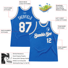 Загрузить изображение в средство просмотра галереи, Custom Blue White-Gray Authentic Throwback Basketball Jersey