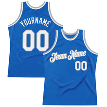Загрузить изображение в средство просмотра галереи, Custom Blue White-Gray Authentic Throwback Basketball Jersey