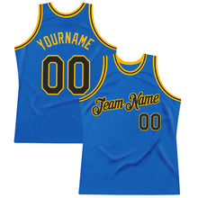 Загрузить изображение в средство просмотра галереи, Custom Blue Black-Gold Authentic Throwback Basketball Jersey