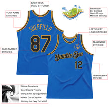 Загрузить изображение в средство просмотра галереи, Custom Blue Black-Old Gold Authentic Throwback Basketball Jersey