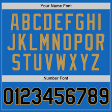Загрузить изображение в средство просмотра галереи, Custom Blue Black-Old Gold Authentic Throwback Basketball Jersey