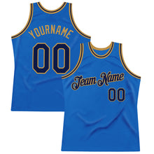 Загрузить изображение в средство просмотра галереи, Custom Blue Navy-Old Gold Authentic Throwback Basketball Jersey