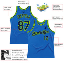 Загрузить изображение в средство просмотра галереи, Custom Blue Navy-Neon Green Authentic Throwback Basketball Jersey