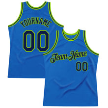 Загрузить изображение в средство просмотра галереи, Custom Blue Navy-Neon Green Authentic Throwback Basketball Jersey