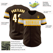 Laden Sie das Bild in den Galerie-Viewer, Custom Brown White-Gold Authentic Baseball Jersey