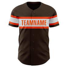 Laden Sie das Bild in den Galerie-Viewer, Custom Brown White-Orange Authentic Baseball Jersey