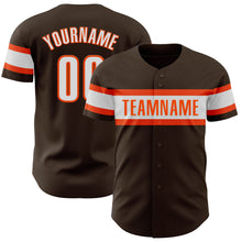 Laden Sie das Bild in den Galerie-Viewer, Custom Brown White-Orange Authentic Baseball Jersey