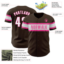 Laden Sie das Bild in den Galerie-Viewer, Custom Brown White-Pink Authentic Baseball Jersey