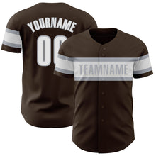 Laden Sie das Bild in den Galerie-Viewer, Custom Brown White-Gray Authentic Baseball Jersey