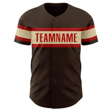 Laden Sie das Bild in den Galerie-Viewer, Custom Brown Cream-Red Authentic Baseball Jersey