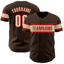 Laden Sie das Bild in den Galerie-Viewer, Custom Brown Cream-Red Authentic Baseball Jersey