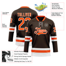 Charger l'image dans la galerie, Custom Brown Orange-White Hockey Lace Neck Jersey