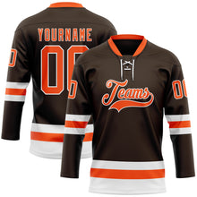 Charger l'image dans la galerie, Custom Brown Orange-White Hockey Lace Neck Jersey