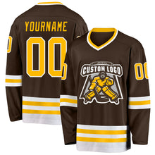 Charger l'image dans la galerie, Custom Brown Gold-White Hockey Jersey