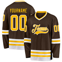 Charger l'image dans la galerie, Custom Brown Gold-White Hockey Jersey
