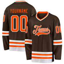 Charger l'image dans la galerie, Custom Brown Orange-White Hockey Jersey