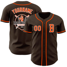 Laden Sie das Bild in den Galerie-Viewer, Custom Brown Orange-White Authentic Baseball Jersey