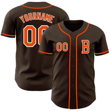 Laden Sie das Bild in den Galerie-Viewer, Custom Brown Orange-White Authentic Baseball Jersey