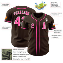 Laden Sie das Bild in den Galerie-Viewer, Custom Brown Pink-White Authentic Baseball Jersey