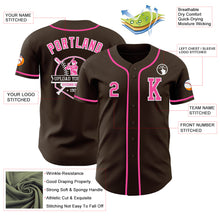 Laden Sie das Bild in den Galerie-Viewer, Custom Brown Pink-White Authentic Baseball Jersey