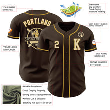 Laden Sie das Bild in den Galerie-Viewer, Custom Brown Cream-Old Gold Authentic Baseball Jersey