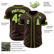 Laden Sie das Bild in den Galerie-Viewer, Custom Brown Neon Green-White Authentic Baseball Jersey