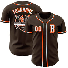 Laden Sie das Bild in den Galerie-Viewer, Custom Brown White-Orange Authentic Baseball Jersey