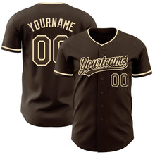 Load image into Gallery viewer, Custom Brown-Cream Authentic Baseball Jersey