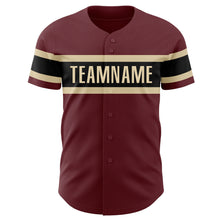 Загрузить изображение в средство просмотра галереи, Custom Burgundy Black-City Cream Authentic Baseball Jersey