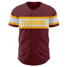 Laden Sie das Bild in den Galerie-Viewer, Custom Burgundy White-Gold Authentic Baseball Jersey