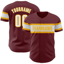 Laden Sie das Bild in den Galerie-Viewer, Custom Burgundy White-Gold Authentic Baseball Jersey