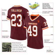 Charger l'image dans la galerie, Custom Burgundy White-Orange Mesh Authentic Throwback Football Jersey