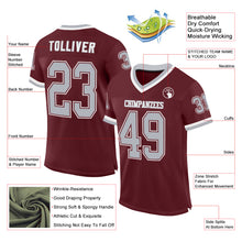 Charger l'image dans la galerie, Custom Burgundy Gray-White Mesh Authentic Throwback Football Jersey