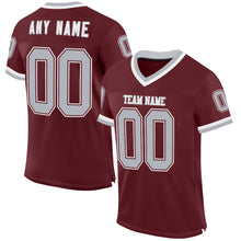 Charger l'image dans la galerie, Custom Burgundy Gray-White Mesh Authentic Throwback Football Jersey