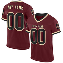 Charger l'image dans la galerie, Custom Burgundy Black-Cream Mesh Authentic Throwback Football Jersey
