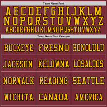 Charger l'image dans la galerie, Custom Burgundy Black-Gold Mesh Authentic Throwback Football Jersey