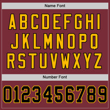 Charger l'image dans la galerie, Custom Burgundy Black-Gold Mesh Authentic Throwback Football Jersey