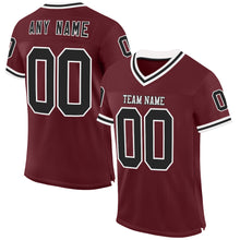 Charger l'image dans la galerie, Custom Burgundy Black-White Mesh Authentic Throwback Football Jersey