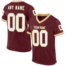 Charger l'image dans la galerie, Custom Burgundy White-Old Gold Mesh Authentic Throwback Football Jersey