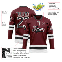 Загрузить изображение в средство просмотра галереи, Custom Burgundy Black-White Hockey Lace Neck Jersey