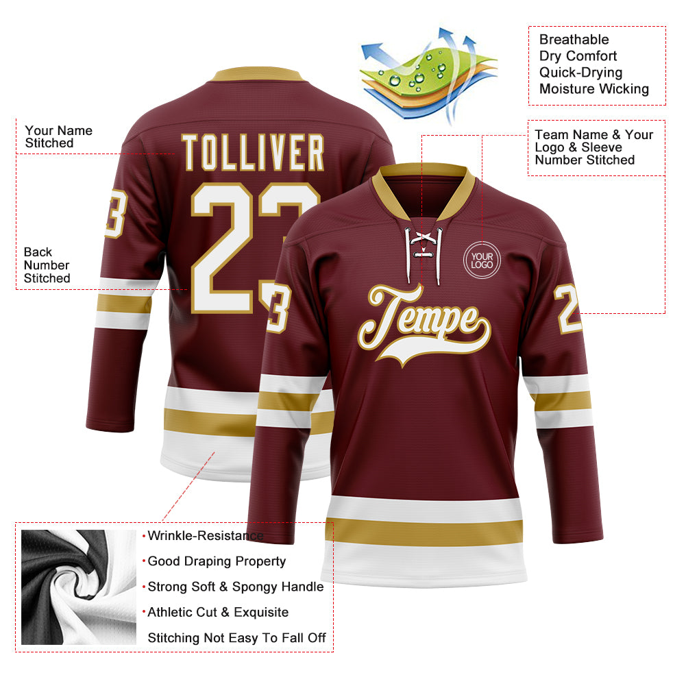 Custom Midnight Green Gold-White Classic Style Hockey Jersey