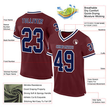 Load image into Gallery viewer, Custom Burgundy Navy-White Mesh Authentic Throwback Football Jersey